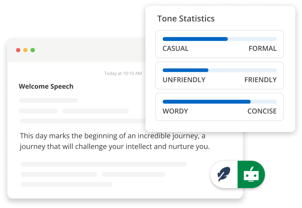 QuillBot's tone insights for Mac