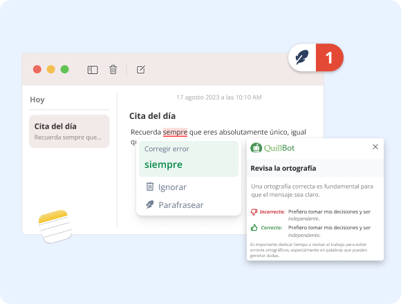 QuillBot para macOS te permite corregir tus notas