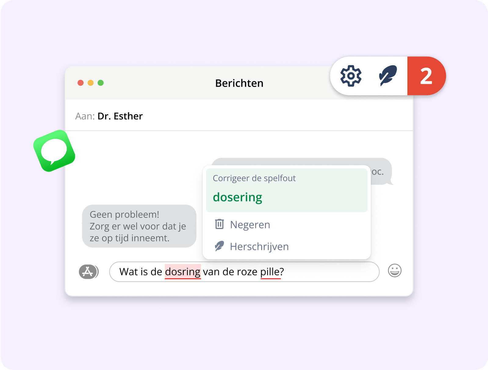 voorbeeld spelfout bericht macos