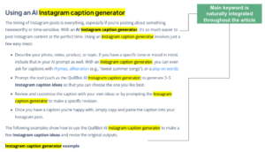 Example of keyword use in a blog post