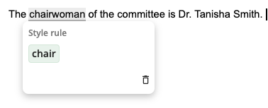 Example of word replacement with the QuillBot style guide
