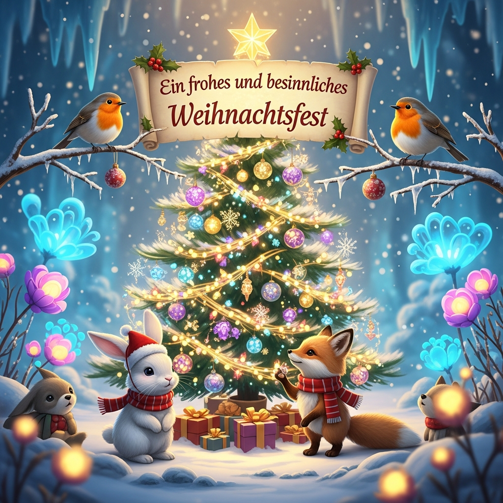 Weihnachtsgruss-Waldtiere