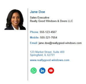 Professional email signature with headshot