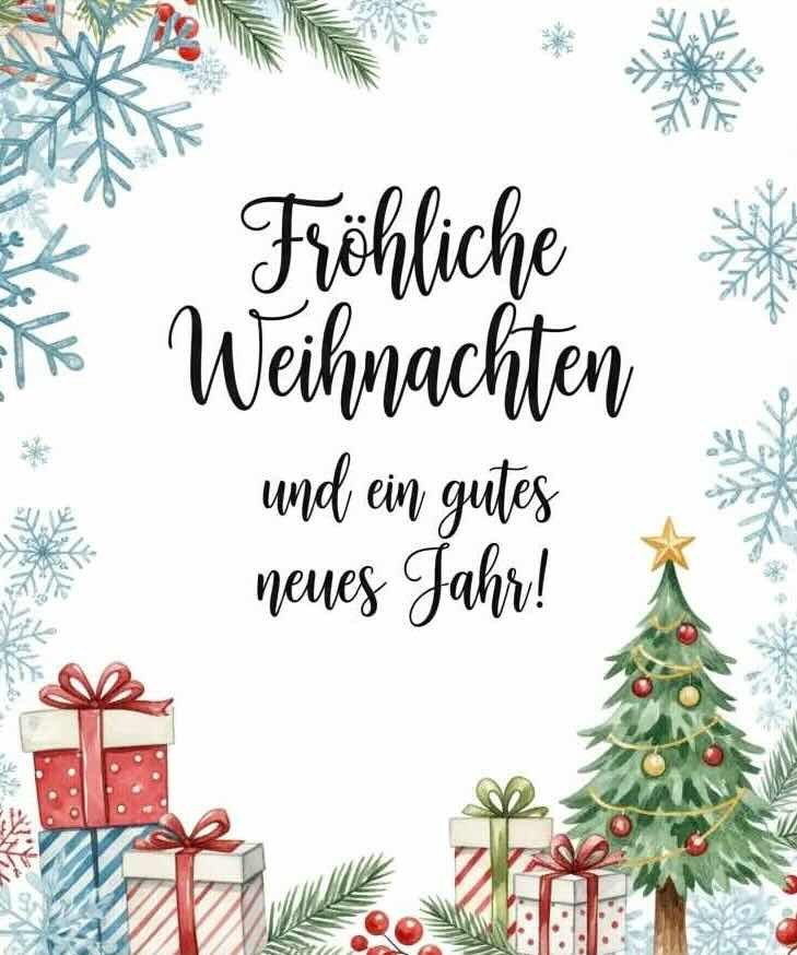Karte: Fröhliche Weihnachten und ein gutes neues Jahr