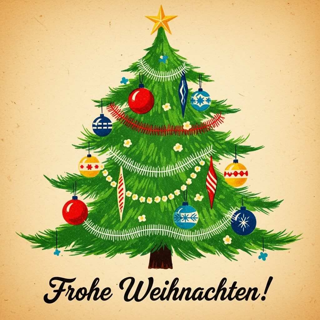 Zeichnung mit Weihnachtsbaum