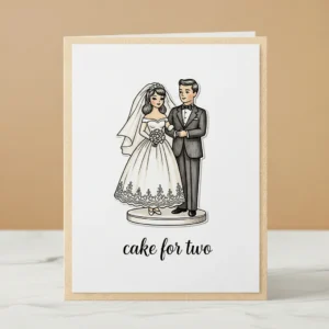 Retro wedding cake topper card