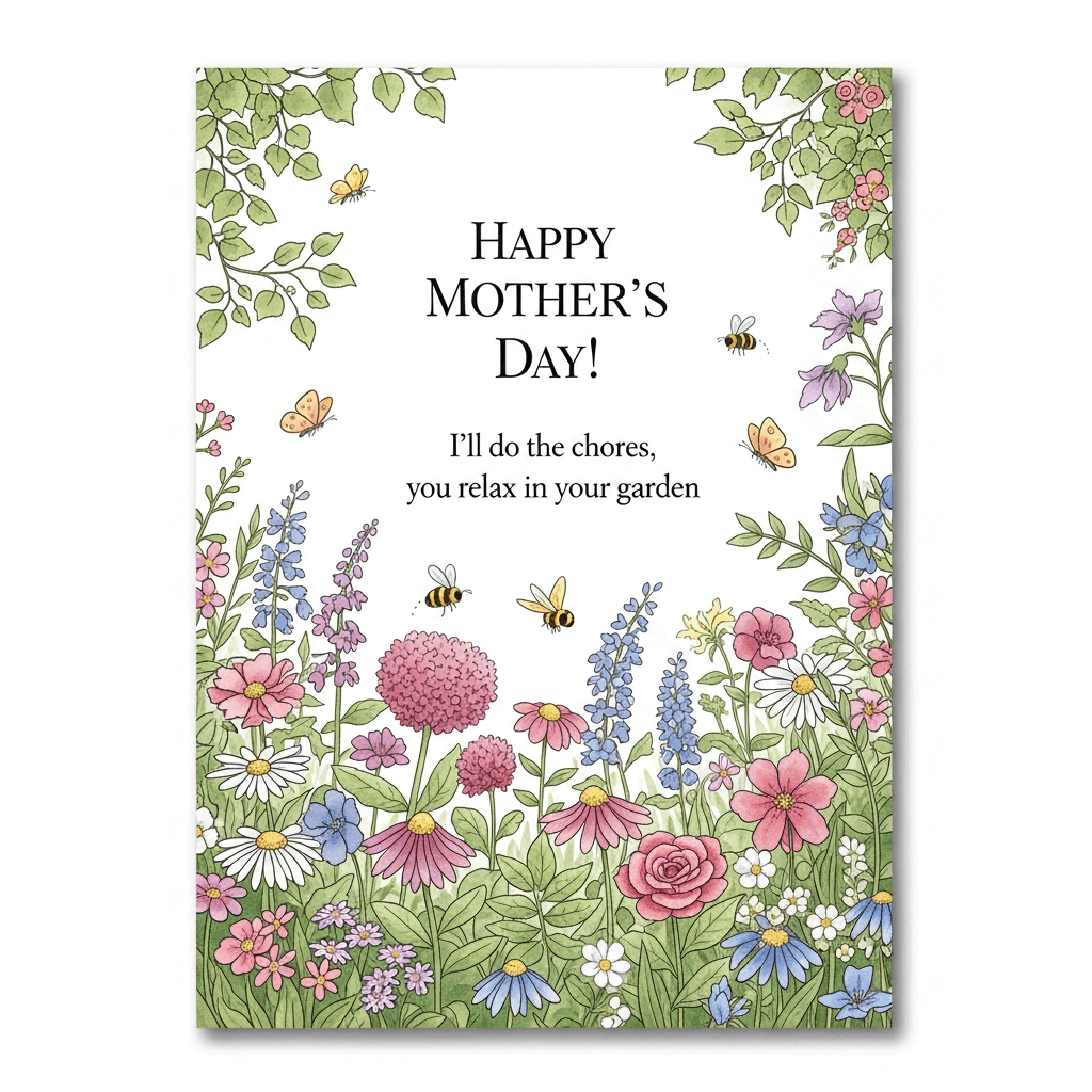a garden-themed mother's day card